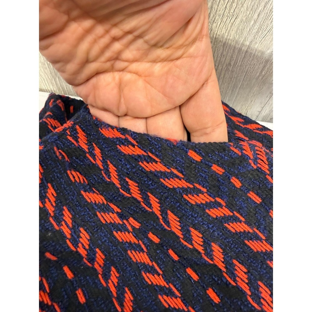 Gracia Textured Knit Mini Skirt Orange Navy Blue Chevron Pencil Skirt Lined - Picture 11 of 14